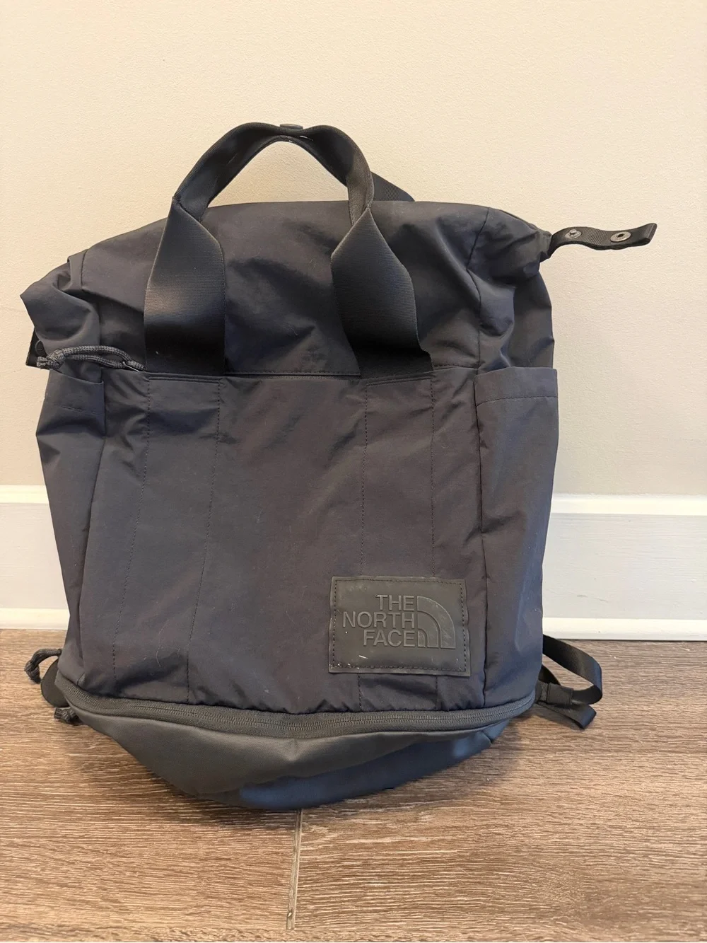 The North Face Black Tote-Style Backpack with Zippered Base